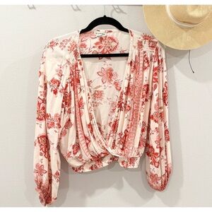 Sky and Sand pink‎ and cream blouse size Medium